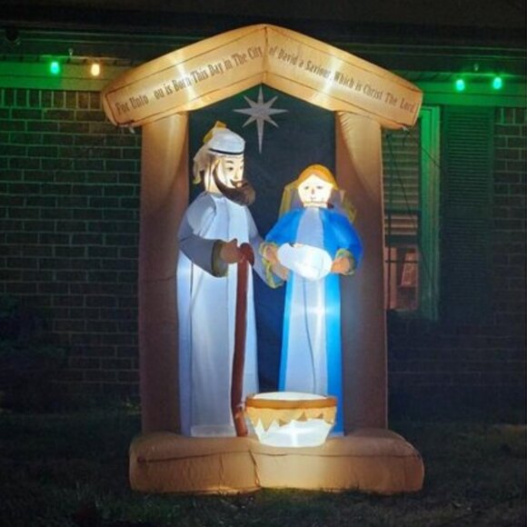 🆕7 FT Christmas Inflatables Nativity 2 Sets Blow Up Yard Outdoor Decorations - Picture 1 of 9